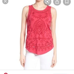Embroidered eyelet tank